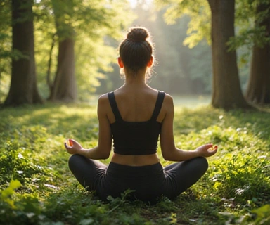 A person meditating peacefully in a natural, serene environment, symbolizing holistic well-being and mindful living.